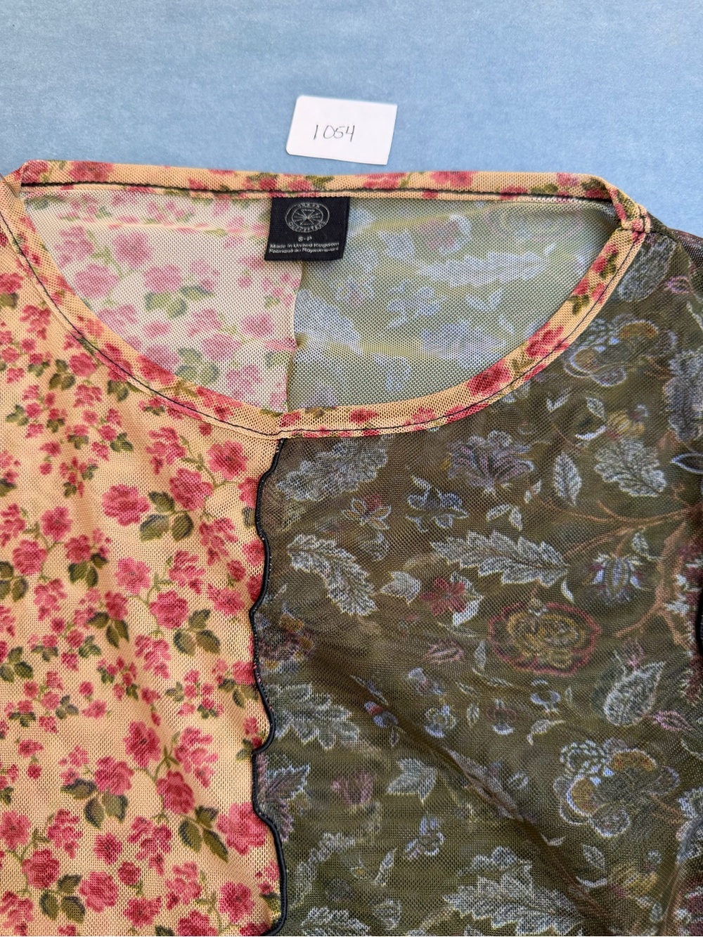 Urban Outfitters Vintage-Inspired Patchwork Long Sleeve Top - Brown/Pink Sheer S - Picture 2 of 5